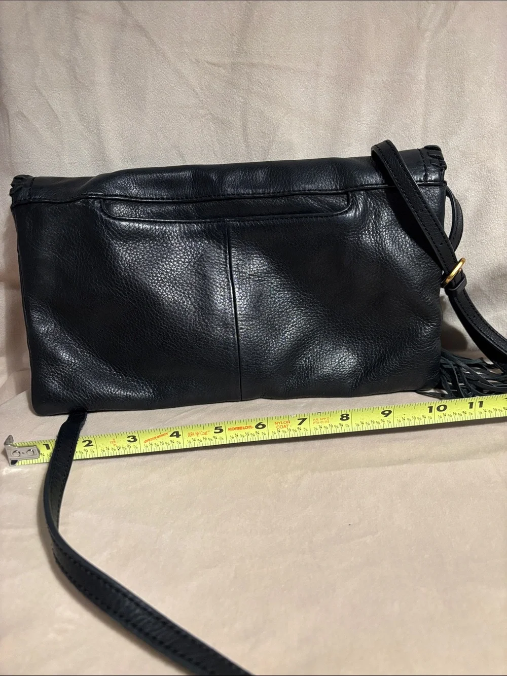 Hobo Black Leather Fringe Crossbody Bag - Classic Women's Shoulder Bag Boho Y2K